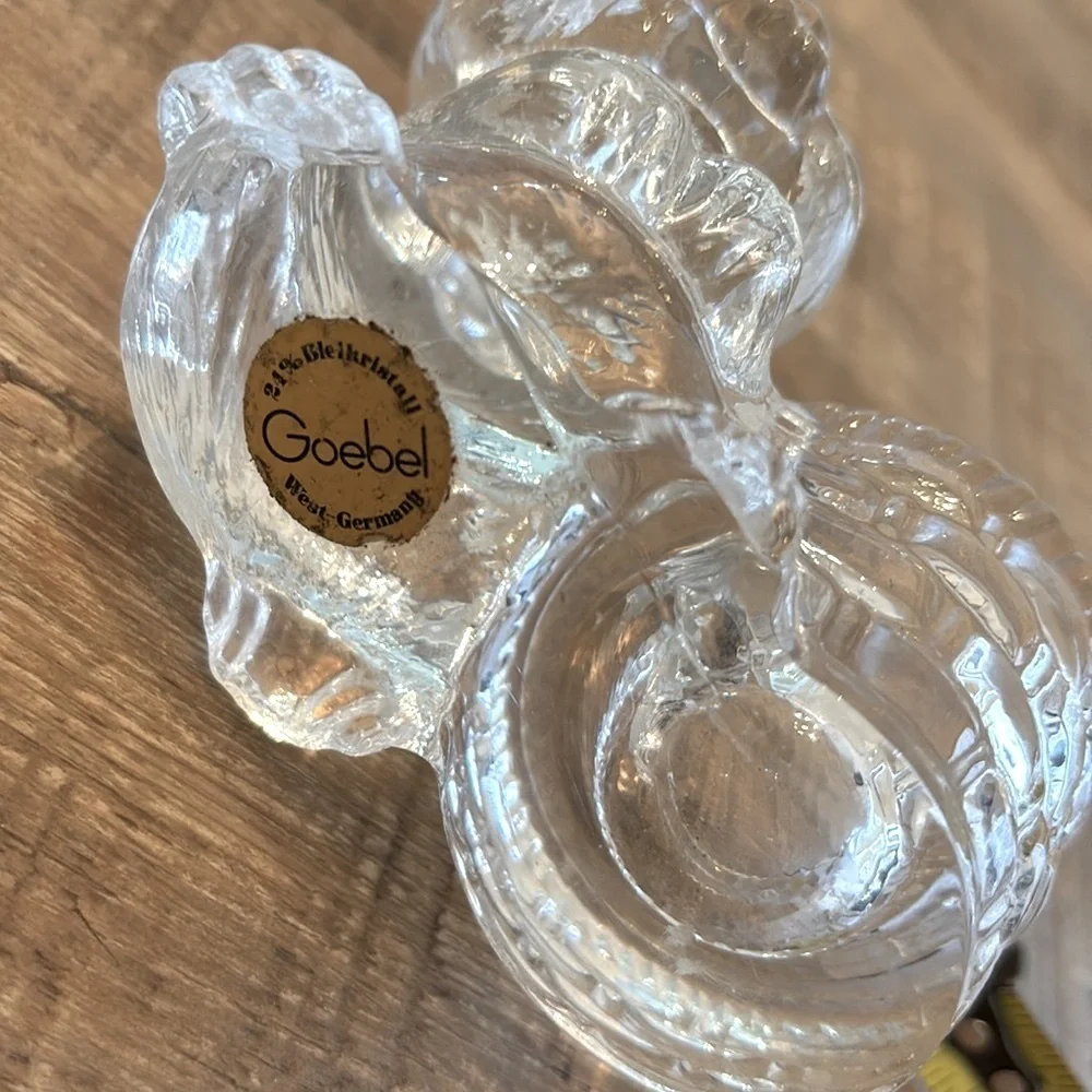 Vintage Glass Goebel Bunny Tea Light Holder.  Antique | Collectible | Retired